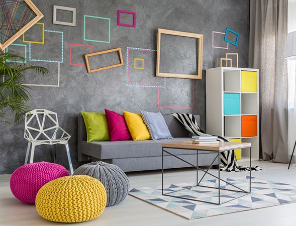 Use energetic colors to create an eye-catching space