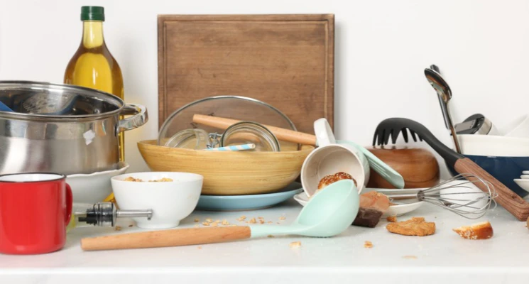 back to school mess in the kitchen